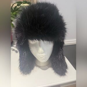 NWT Elegant Black Faux Fur Trapper Hat by Divided for H&M Size XS/S